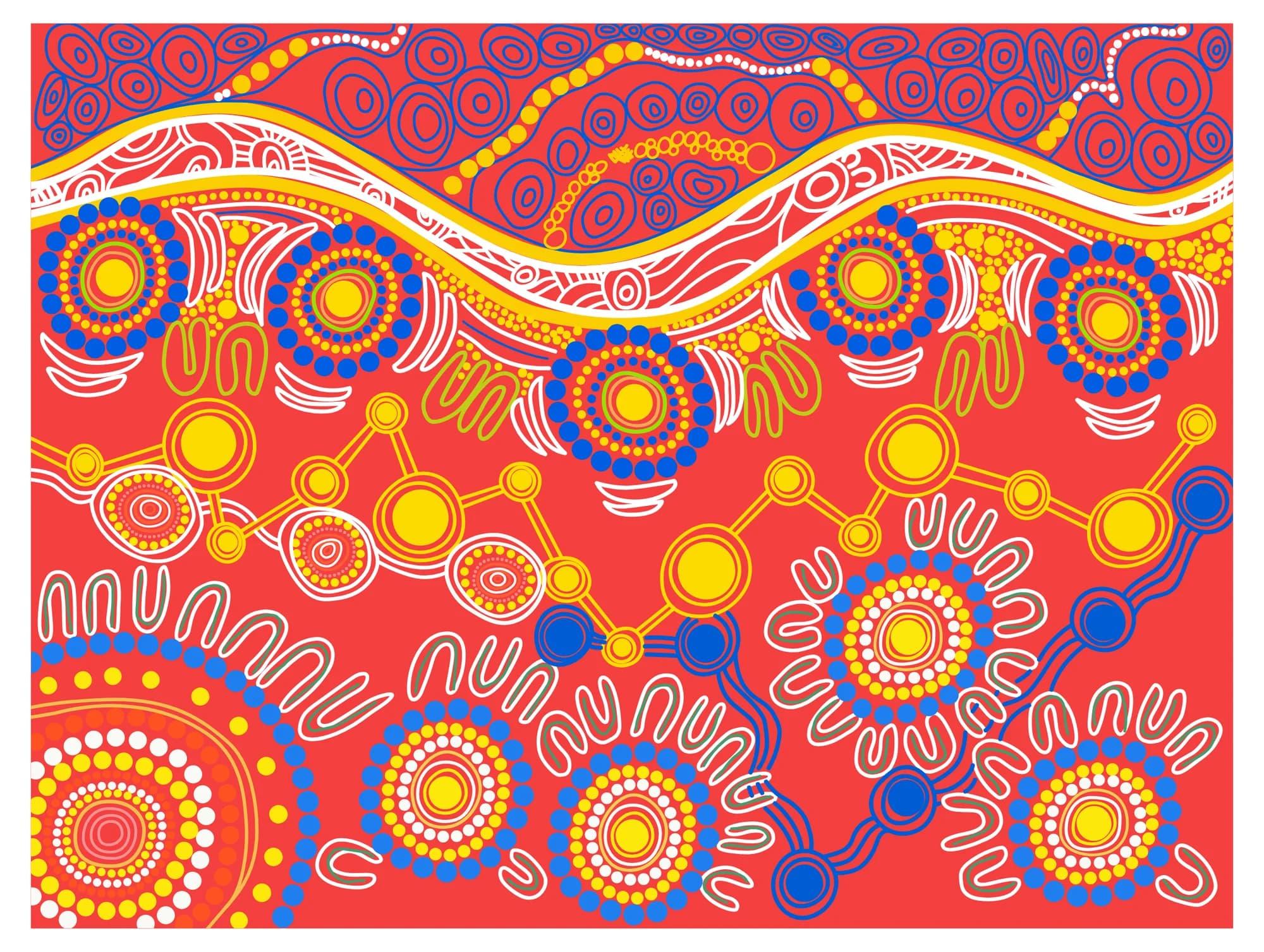 Commissioned First Nations artwork for GRAF Australia by Kevin Bynder with Mardaa, telling GRAF's story through Indigenous symbolism
