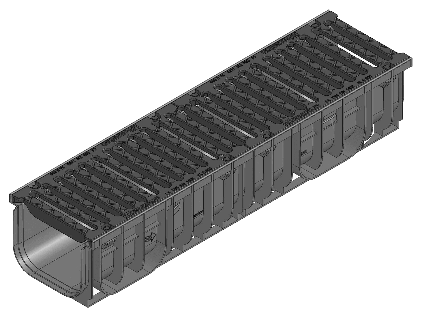RECYFIX NC 200 - Type 010 with Ductile Iron Slotted grating SW 204/18 mm 8 bolts 1m - HAURATON - Surface Drainage Australia