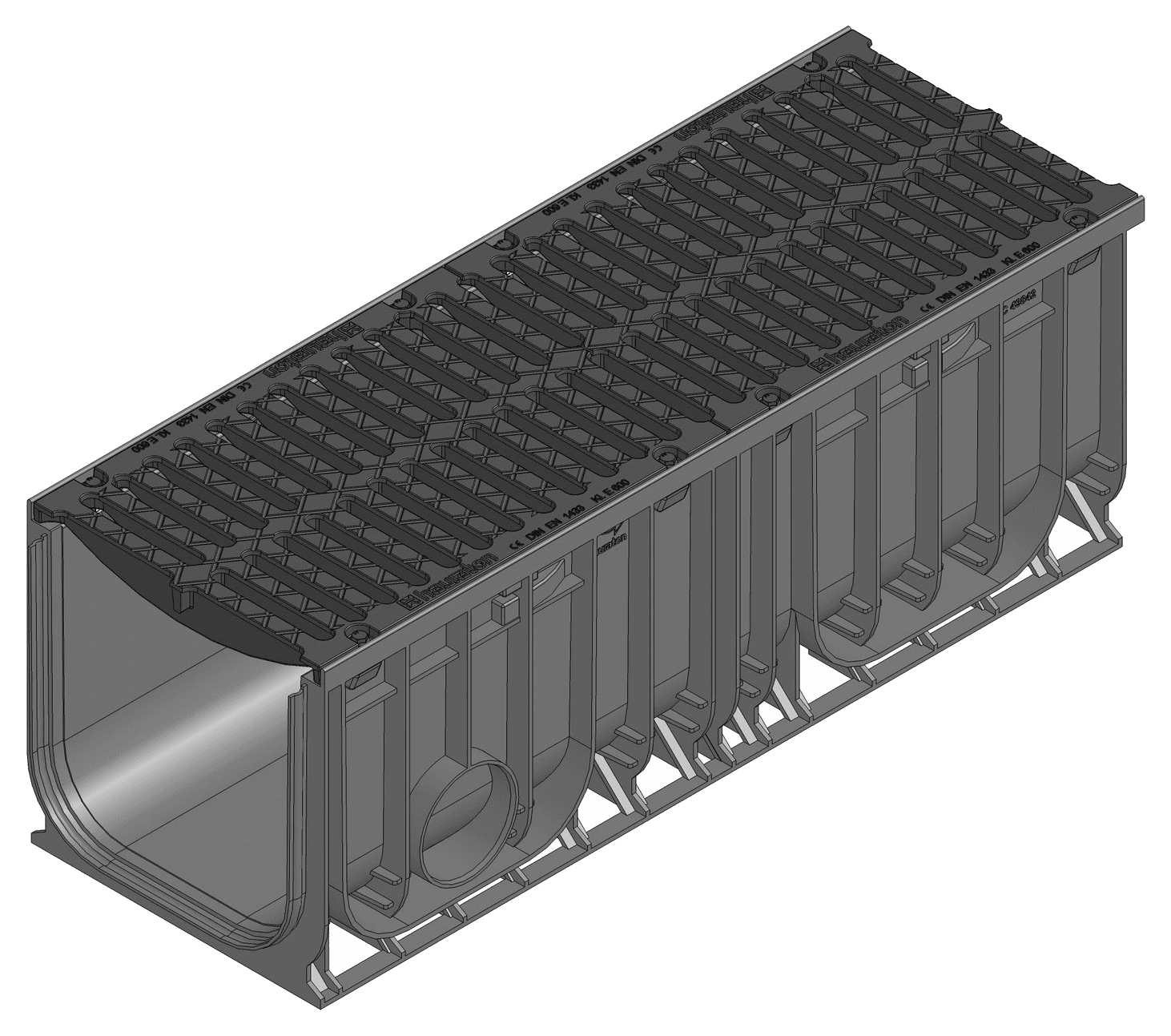 RECYFIX NC 300 - Type 010 with Ductile iron Slotted Grate SW 2 x 142/18 mm- 8 bolts - 1m - HAURATON - Surface Drainage Australia