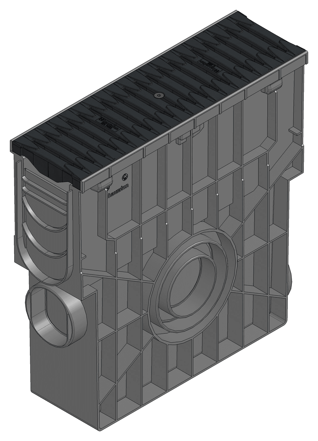 RECYFIX PRO 150 - Trash box with Galv Mud bucket + FIBRETEC Heelguard slotted grate SW 9 mm Class B 125 0.5 m - HAURATON - Surface Drainage...