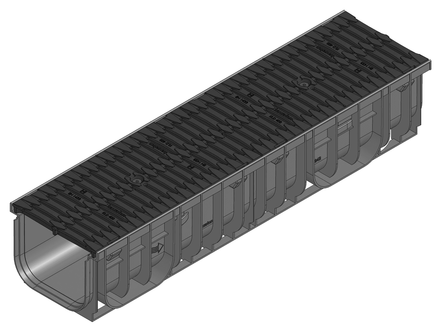 RECYFIX PRO 200 - Type 010 with G-TEC Ductile Iron Heelguard Grate SW 9 KTL-coated Class D 1m - HAURATON - Surface Drainage Australia