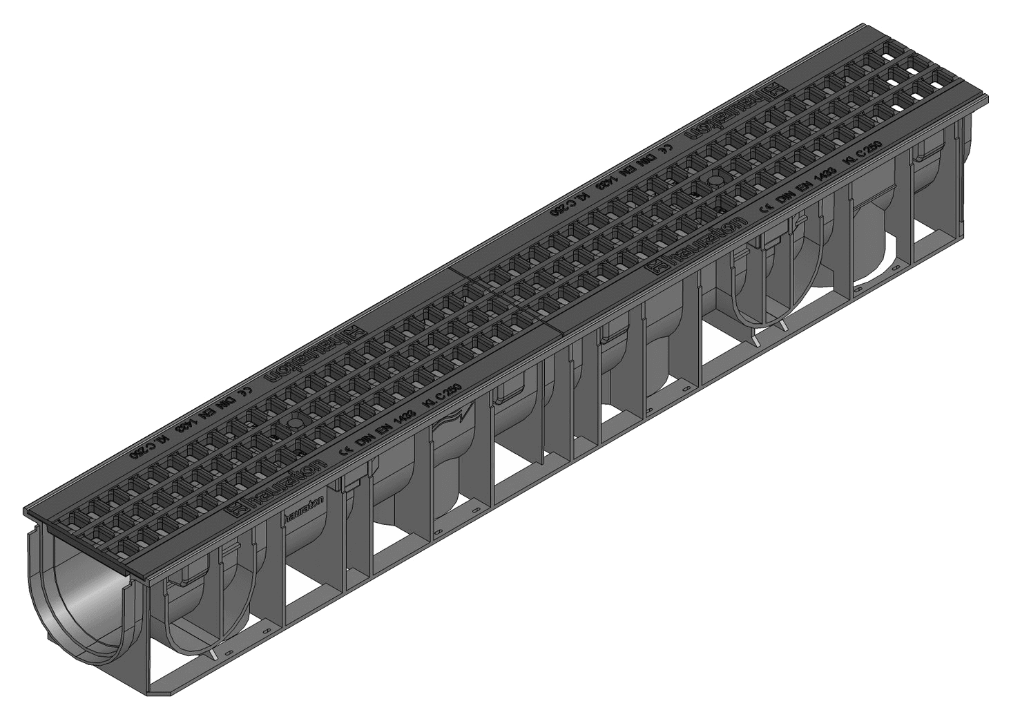 RECYFIX Standard 100 Type 01 PP Channel with Ductile Iron GUGI Mesh Grating - HAURATON - Surface Drainage Australia