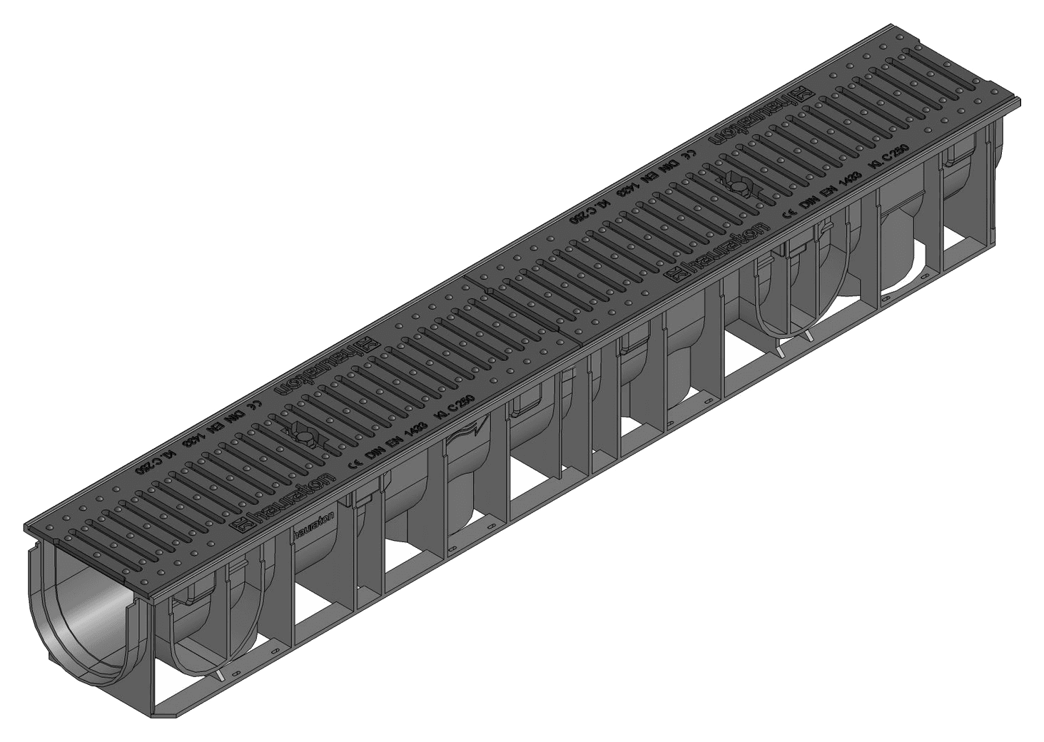 RECYFIX Standard 100 Type 01 PP Channel with SS304 Heelguard Grating - HAURATON - Surface Drainage Australia