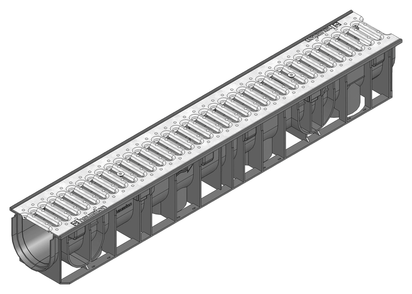 RECYFIX Standard 100 Type 01 PP Channel with GAL Slotted Grating - HAURATON - Surface Drainage Australia