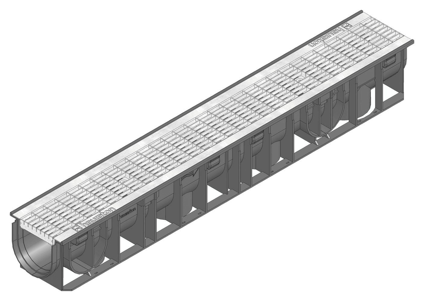 RECYFIX Standard 100 Type 01 PP Channel with GALV 30/10 Mesh Grating - HAURATON - Surface Drainage Australia