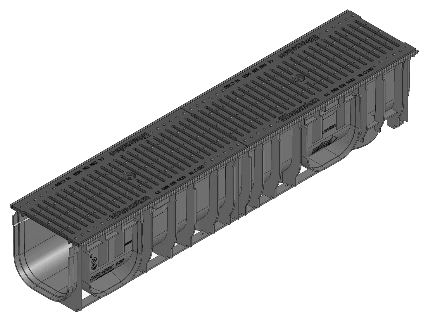 RECYFIX Standard 150 Type 01 PP Channel with SS304 Heelguard Grating - HAURATON - Surface Drainage Australia