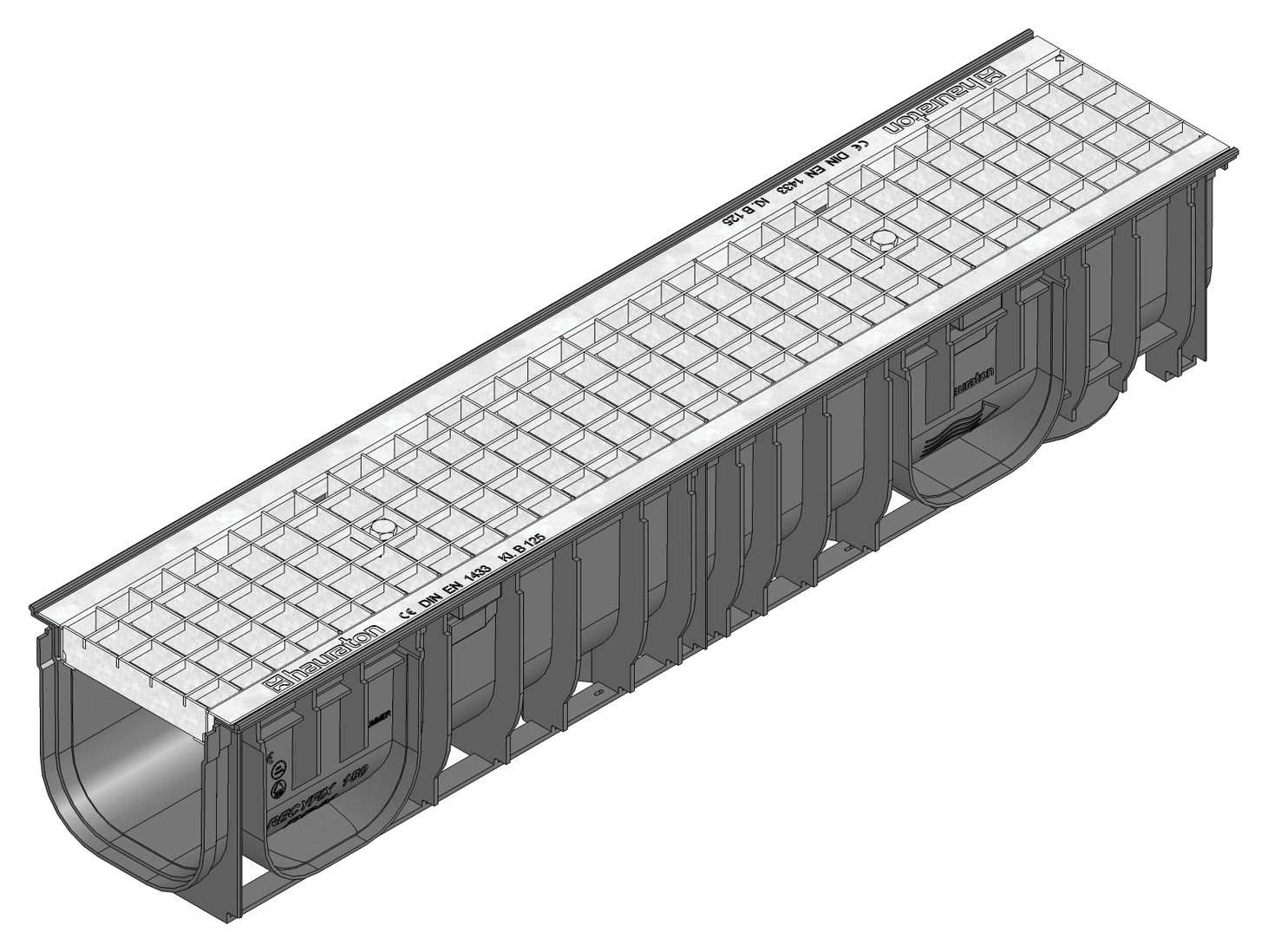 RECYFIX Standard 150 Type 01 PP Channel with GAL Mesh 30/30 Grating - HAURATON - Surface Drainage Australia