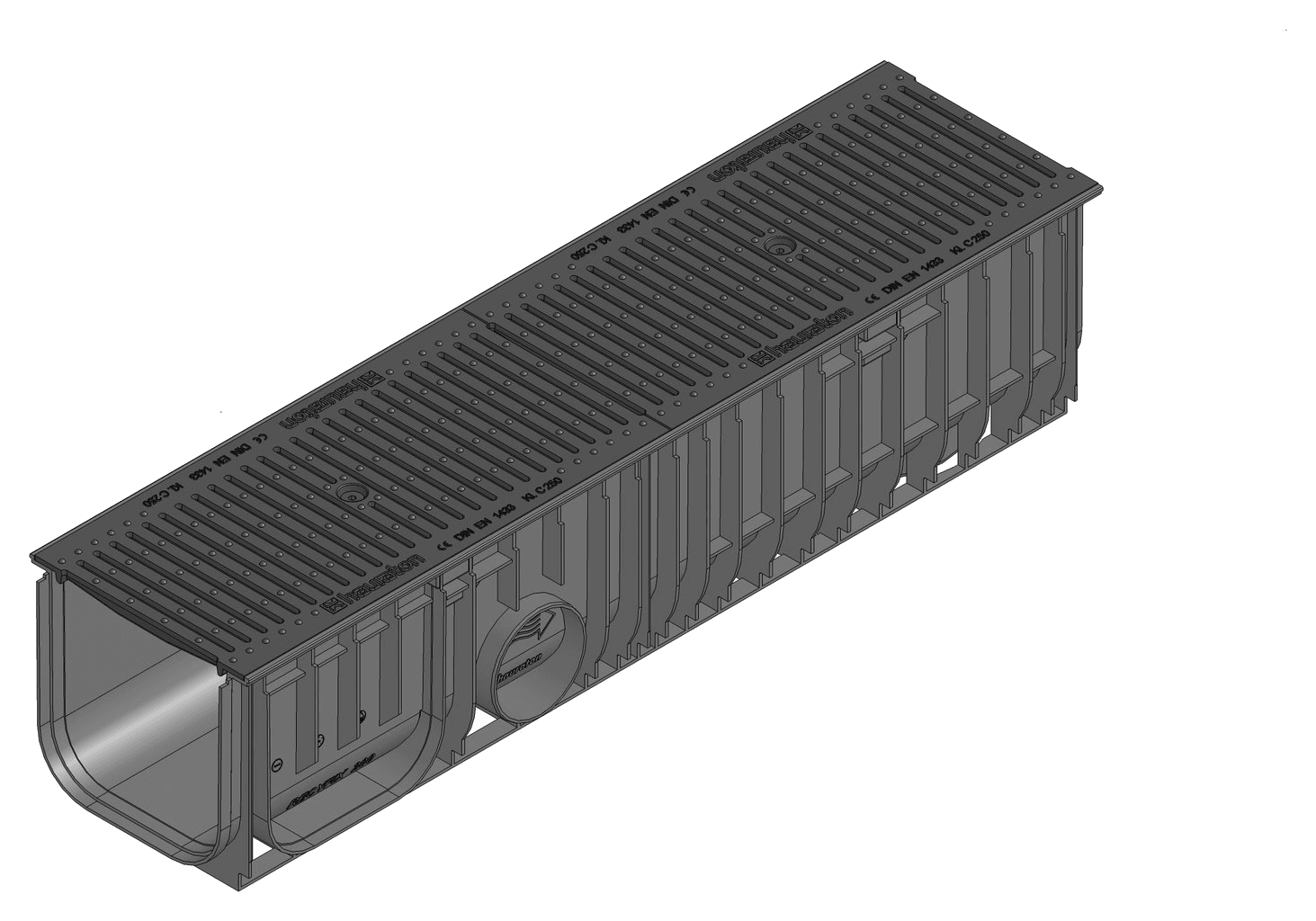 RECYFIX Standard 200 Type 020 PP Channel with Ductile Iron Heelguard Grating - HAURATON - Surface Drainage Australia