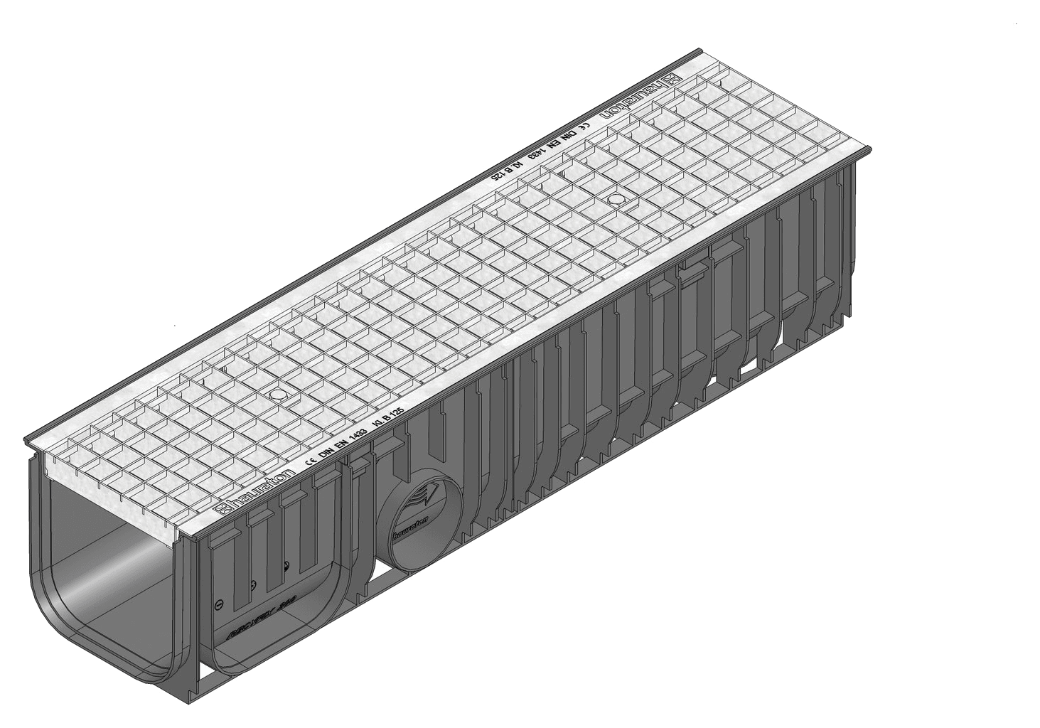 RECYFIX Standard 200 Type 020 PP Channel with GAL Mesh 30/30 Grating - HAURATON - Surface Drainage Australia